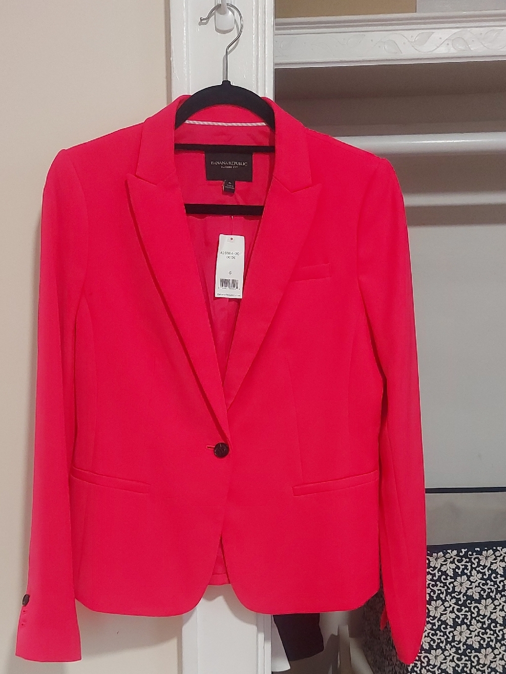 Banana Republic Bright Pink Tailored Single-Button Blazer